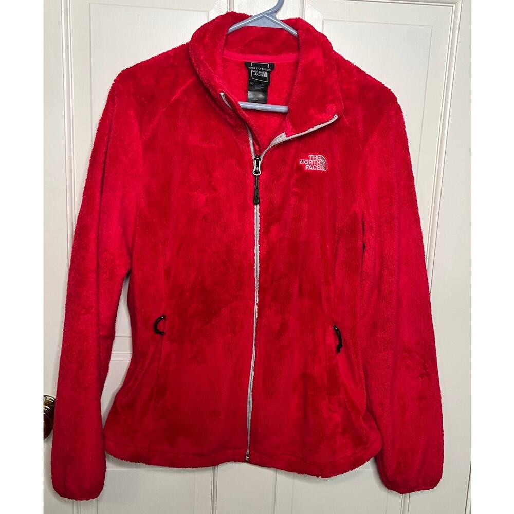 Red North Face Fleece Zip-Up Jacket, Women's Medium